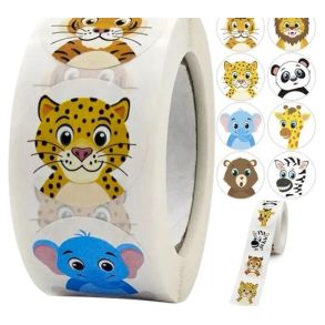 500 stickers med safari dyr